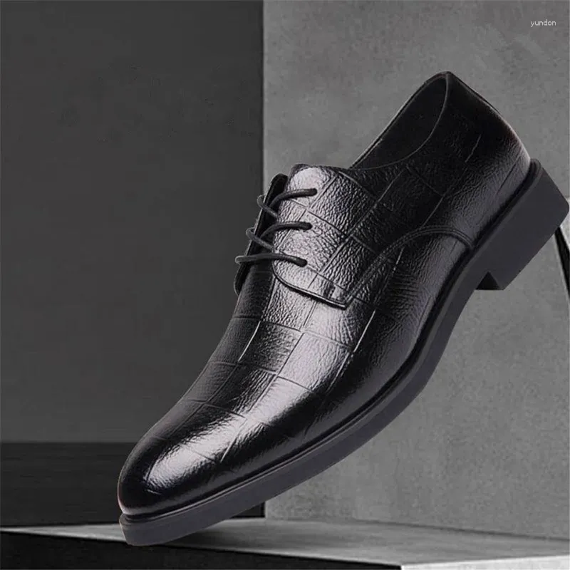 Casual Shoes Men's Leather 2024 Autumn Business Dress Genuine Soft Sole Versatile Warmth Increasing Pointed Wedding