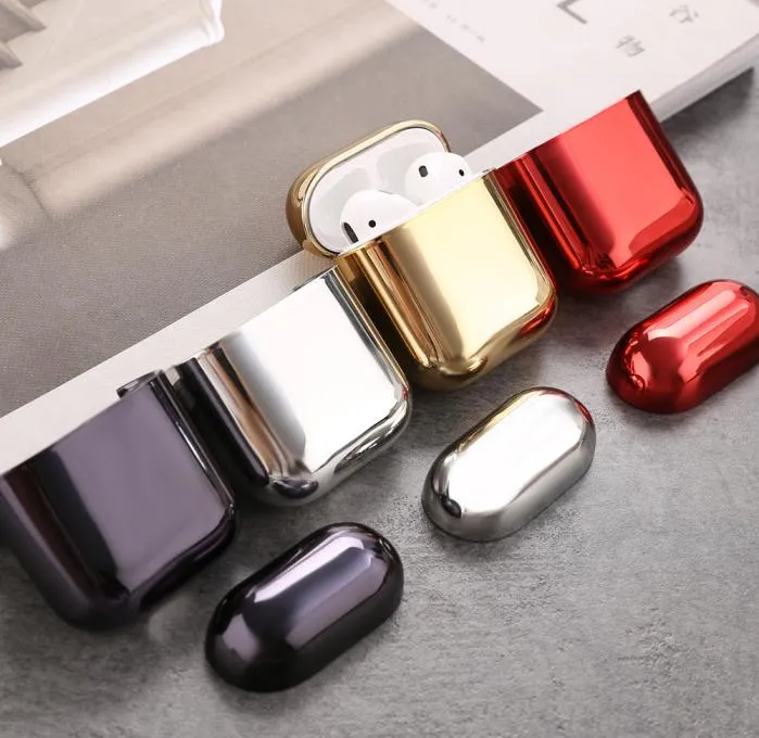 Apple Air Pods Protective Case Gold Box Antifall Universal Cover for Air Pods 2 14875825の電気めっきハードシェルイヤホンケース