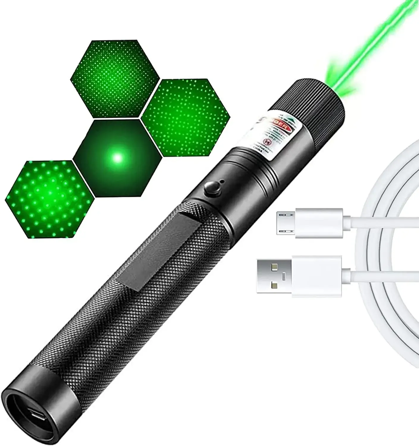 Poireurs Power USB Laser 303 Green Laser Torch 532NM Focus Bore Green 5MW Focus Visible Focus