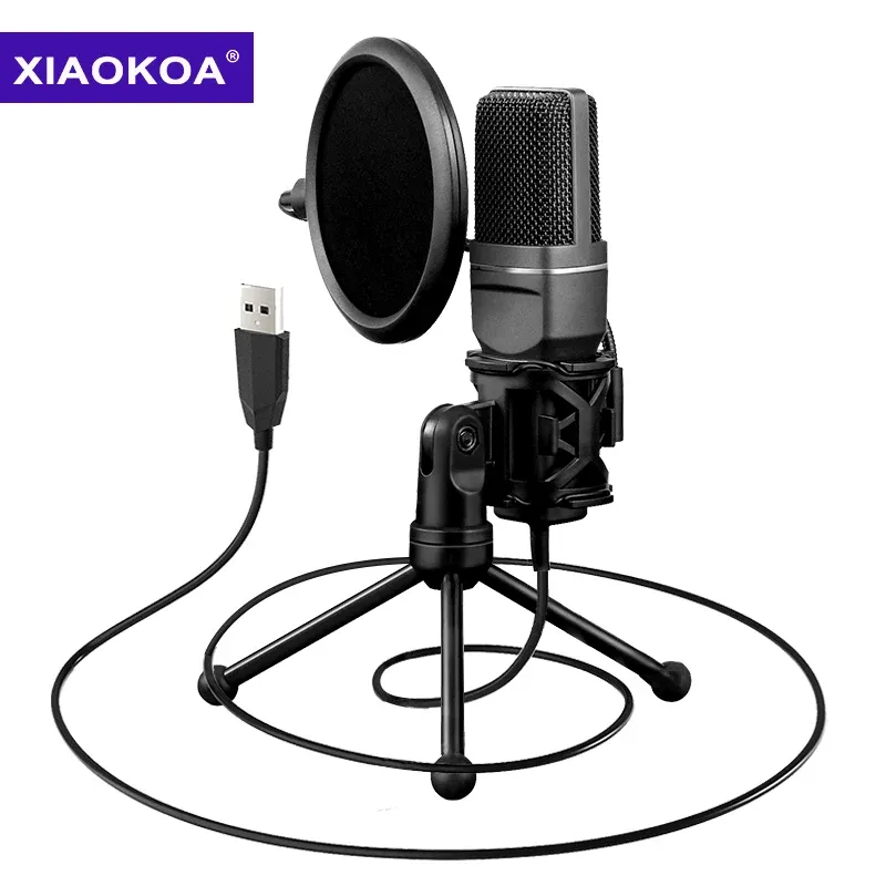 Monopodes Xiaokoa SF777 Bureau de bureau USB Microphone de condenseur de condenseur avec stand de pliage Filtre pop pour le micro d'enregistrement vidéo PC