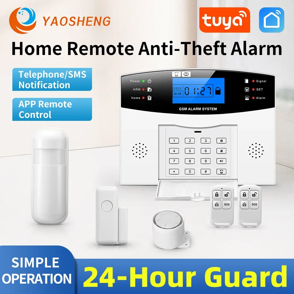 Kits Tuya Smart Home WiFi Home Alarm GSM Wireless House Alarm For Garage and Residential Burglar Security Alarms Stöd Samrt Life