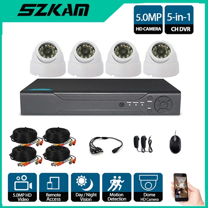 System Szkam 5MP Ultra HD 4CH AHD DVR DOME CCTV System bezpieczeństwa kamery Outdoor IR Nocne Vision Zdalne wodoodporne nadzór wideo