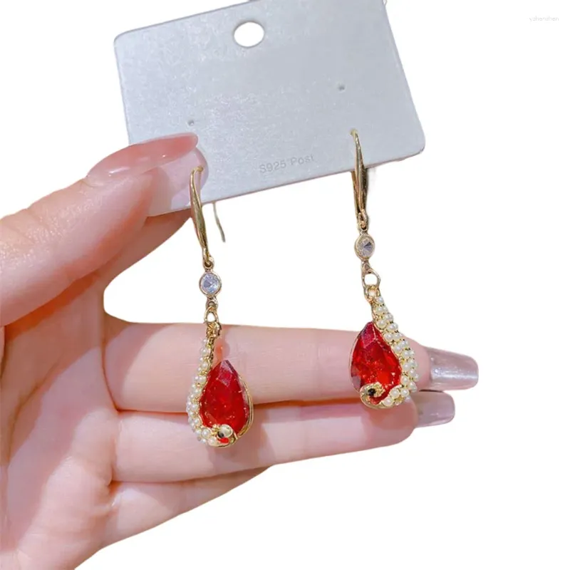 Dangle Ohrringe Langer Pfau -Drop luxuriöser Nachahmung Perlen baumeln mit Kristallen für Frauen Mädchen Braut Weihnachten
