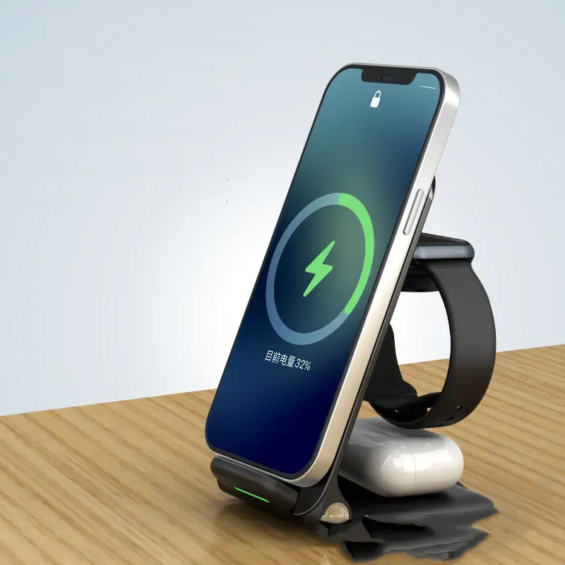 Chargers Ongoo 3 in 1 Qi Wireless Charger Stand per iPhone 13 12 11 per Apple Watch Charing Dock Station per AirPods Pro Iwatch 7 6