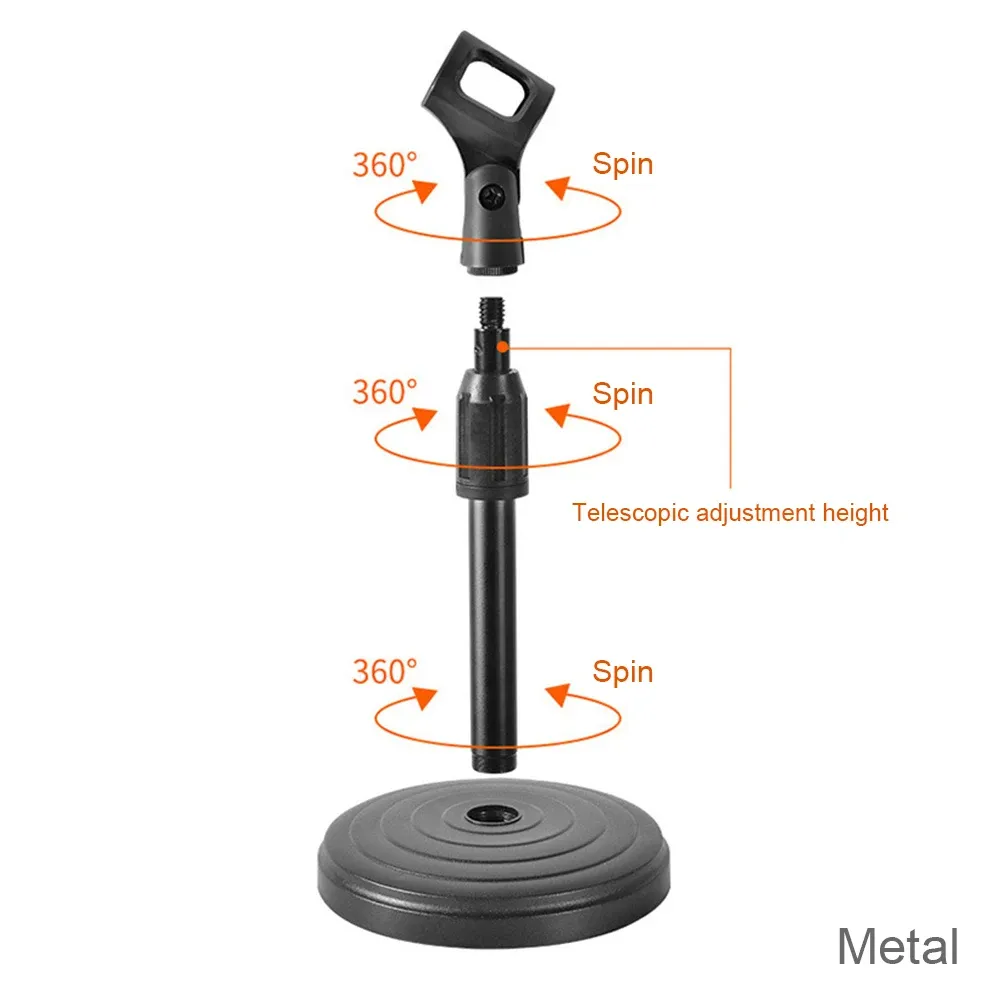 Stand flexible Desktop Metal Trépied pliage micro support d'angle réglable disque microphone support support support