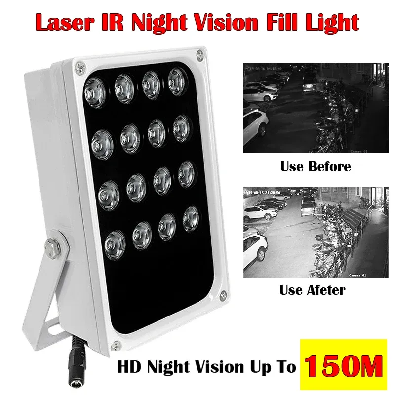 Tillbehör 150m IR -avstånd 4st Laser LED + 12st IR -array LEDS Infraröd nattvision Fyll ljus för CCTV Security Camera LED Laser Lighti