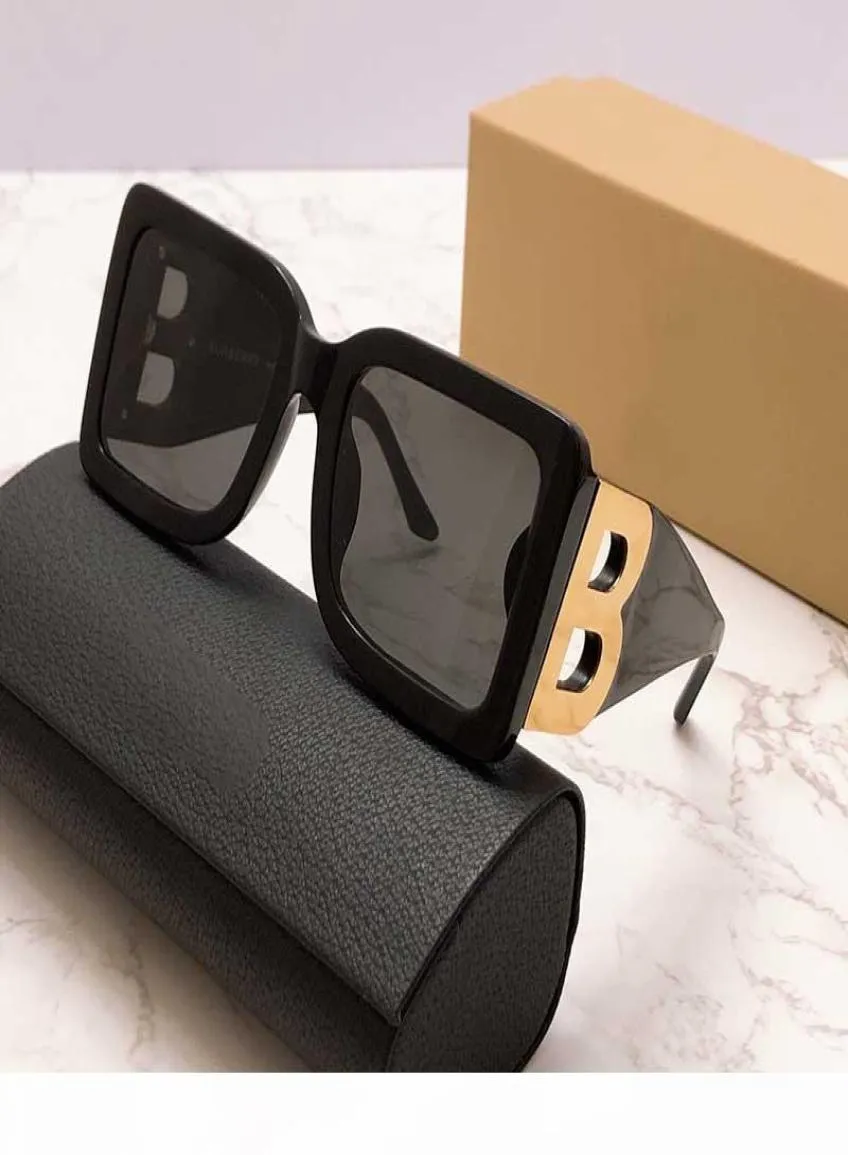 2020 Neue Saison weibliche Designerin Sonnenbrille Square Plate Frame Big Double B Buchstaben Beine Einfacher Modestil UV400 Brille BE4312 W2731600