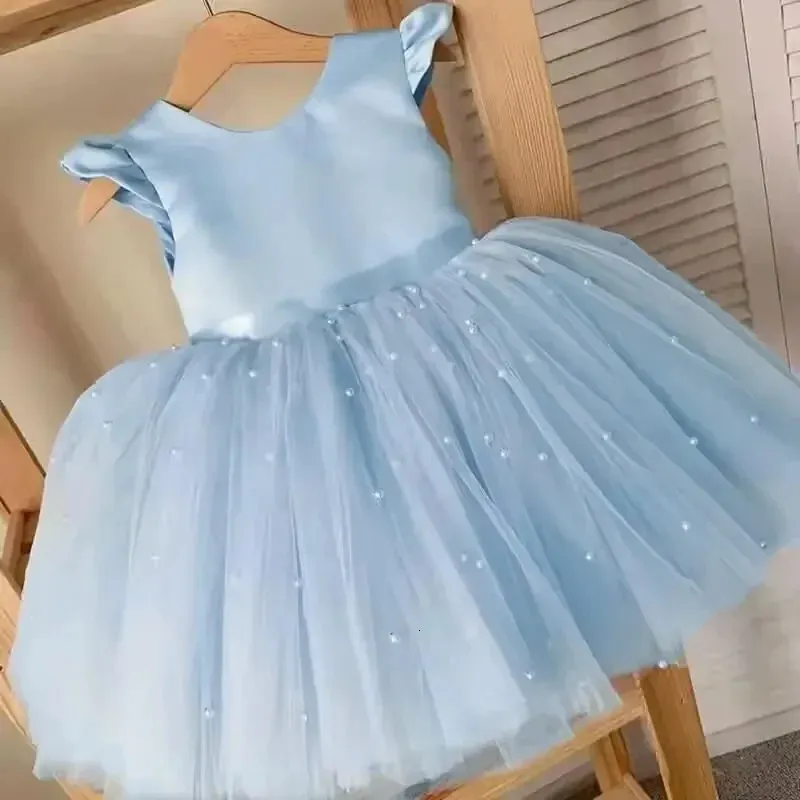 Summer Baby Girl Princess Dresses Toddler Kids Christening Party Gown born Infant 1st Birthday Dress Wedding Baptism Clothing 240322