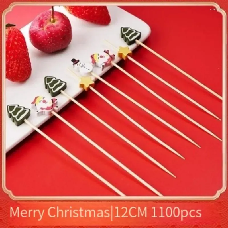 Dispostable SLATALWARE 2024 Christmas Halloween Fruit Sticks Bamboo Forks Creative Art Tente de dents Sandwich Cocktail Insert