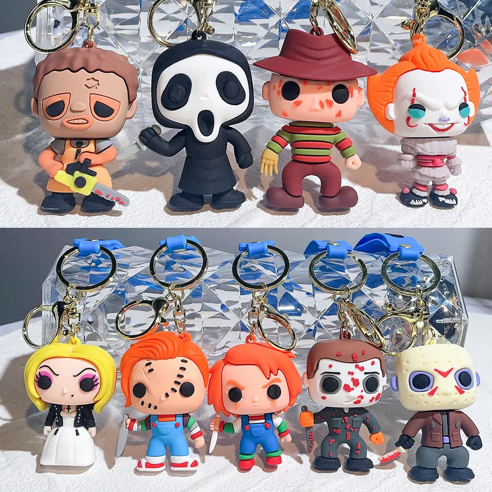 Dekompressionsleksak 14 Styles Halloween Horror Series Game Character KeyChain Doll Nyckelring