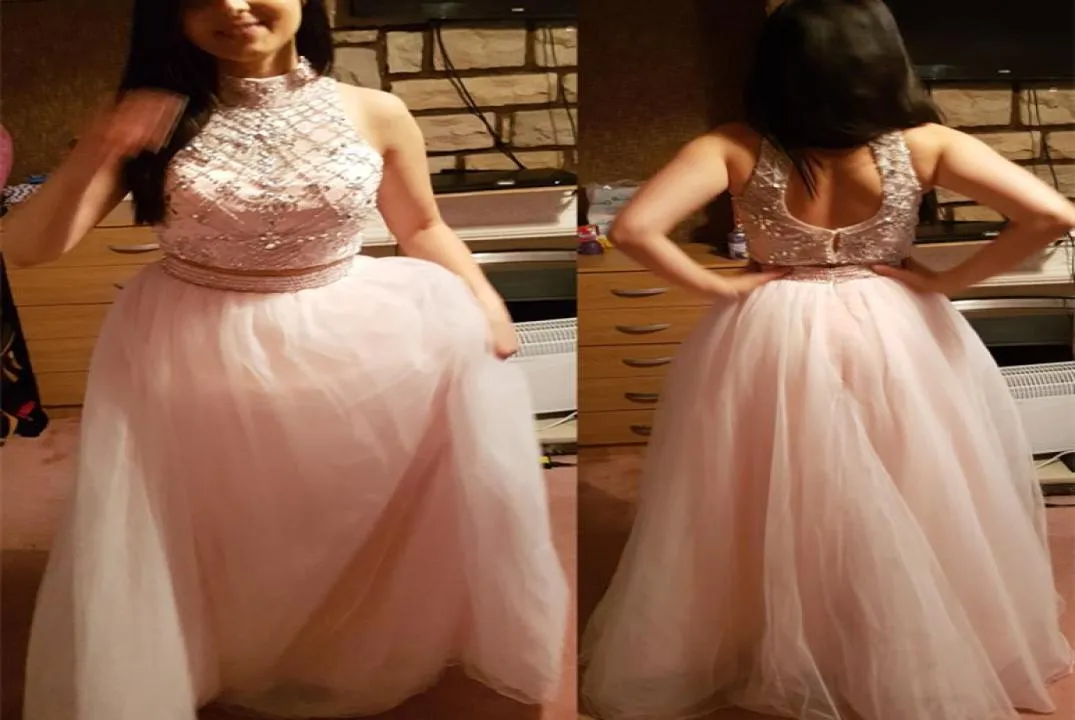 Duas peças Minchas vestidos de baile vestidos de graduação da 8ª série Aline bading top saia de tule 2 peças vestidos de festa ves3221549