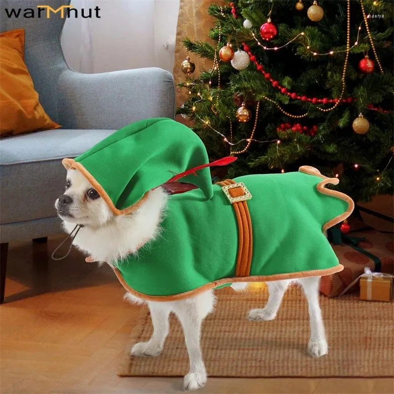 Vêtements pour chiens chaleureux costume de Noël chat elfe vert drôle