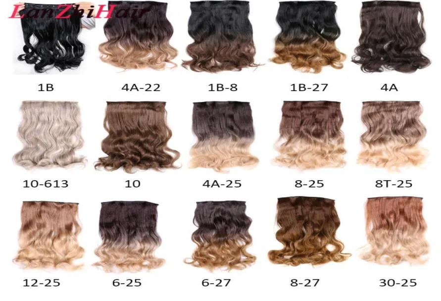 Lanzhi clip a testa piena da 22 pollici nell'estensione dei capelli onde lunghe del corpo naturale marrone nero 5 clipspcs pezzi sintetici per donne lz108567852