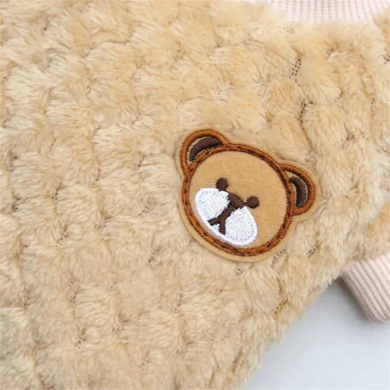 Dog Apparel Small Winter Cats Soft Vest Chihuahua Embroidery Medium Plush For Coat Warm Bear Dogs Pug Kitten Clothes Outfits Pet Puppy