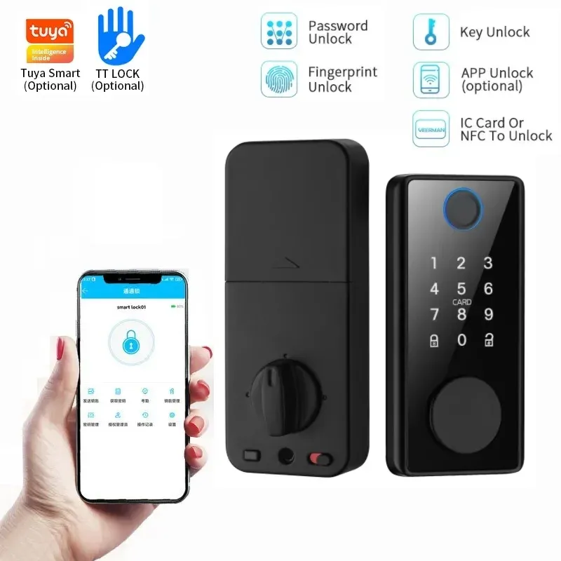 Blocca blocchi di deadbolt smart fusto tuya/ttlock app smart blocco dell'app impronta digitale scheda Ic schema NFC Sblocco remoto senza chiave blocco