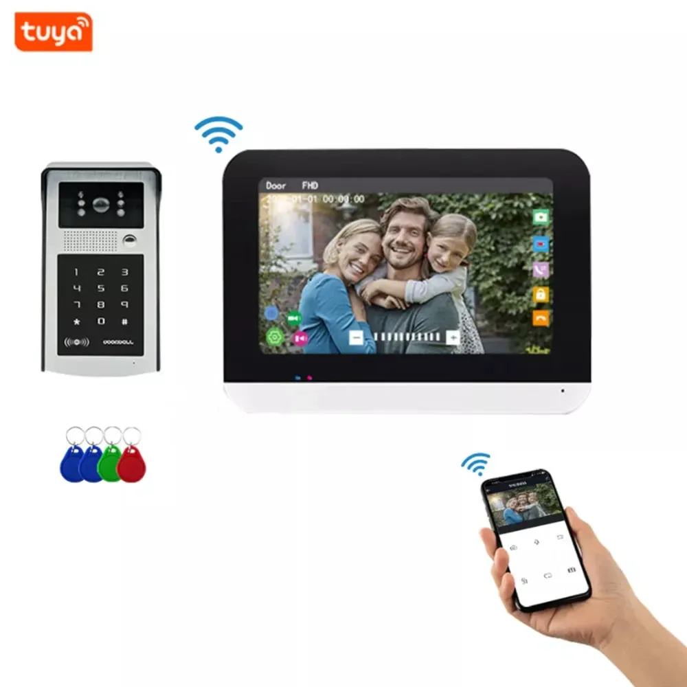GUASHINGS 7 pollici TUYA Smart App Video Porta Telefono RFID Card 1080p Monito