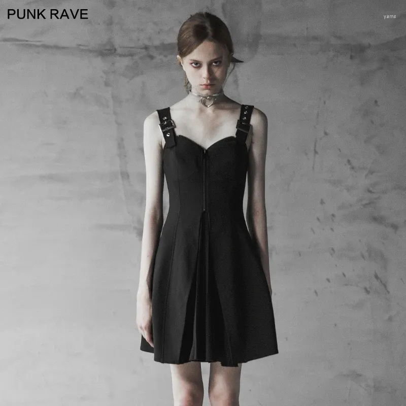 Casual jurken Zomerpunk Rave Backless Party Club Sexy Gothic Small A Pendulum Chiffon Pleated Women Dress OPQ303