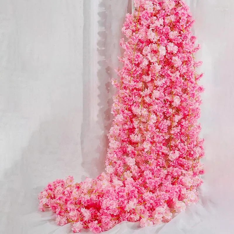 Decorative Flowers Simulated Cherry Blossom Vine Plastic Artificial Flower Indoor Decoration Shading And Beautification