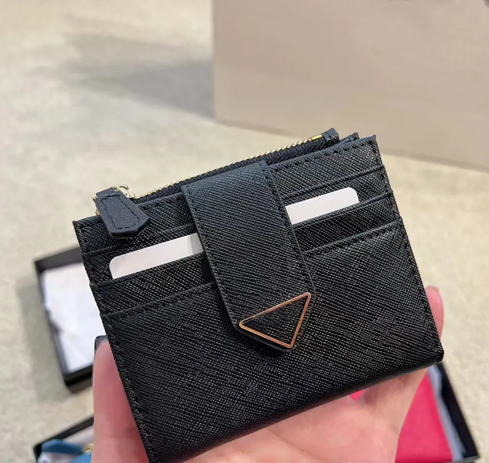 Billetera de diseñador corta billetera portavoz de cartas monedas bolso bolso pequeño billetera de alta calidad de cuero genuino triángulo plegable múltiples estilos con caja