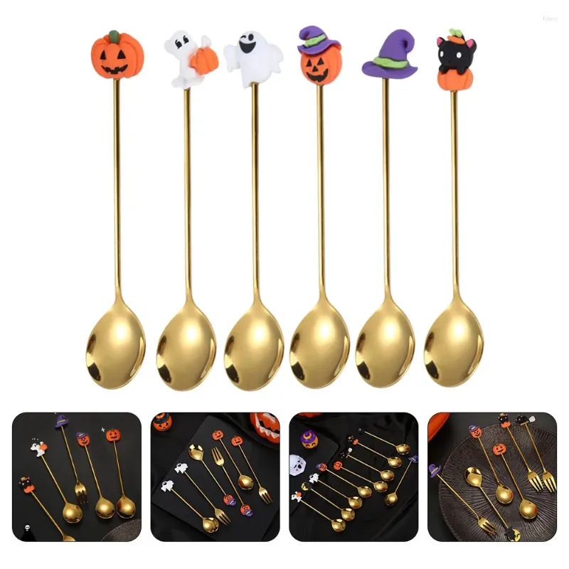 Scolle di caffè Spoon in stile Halloween Multipurpo argento argenteria per utensili in acciaio inossidabile per cena in metallo