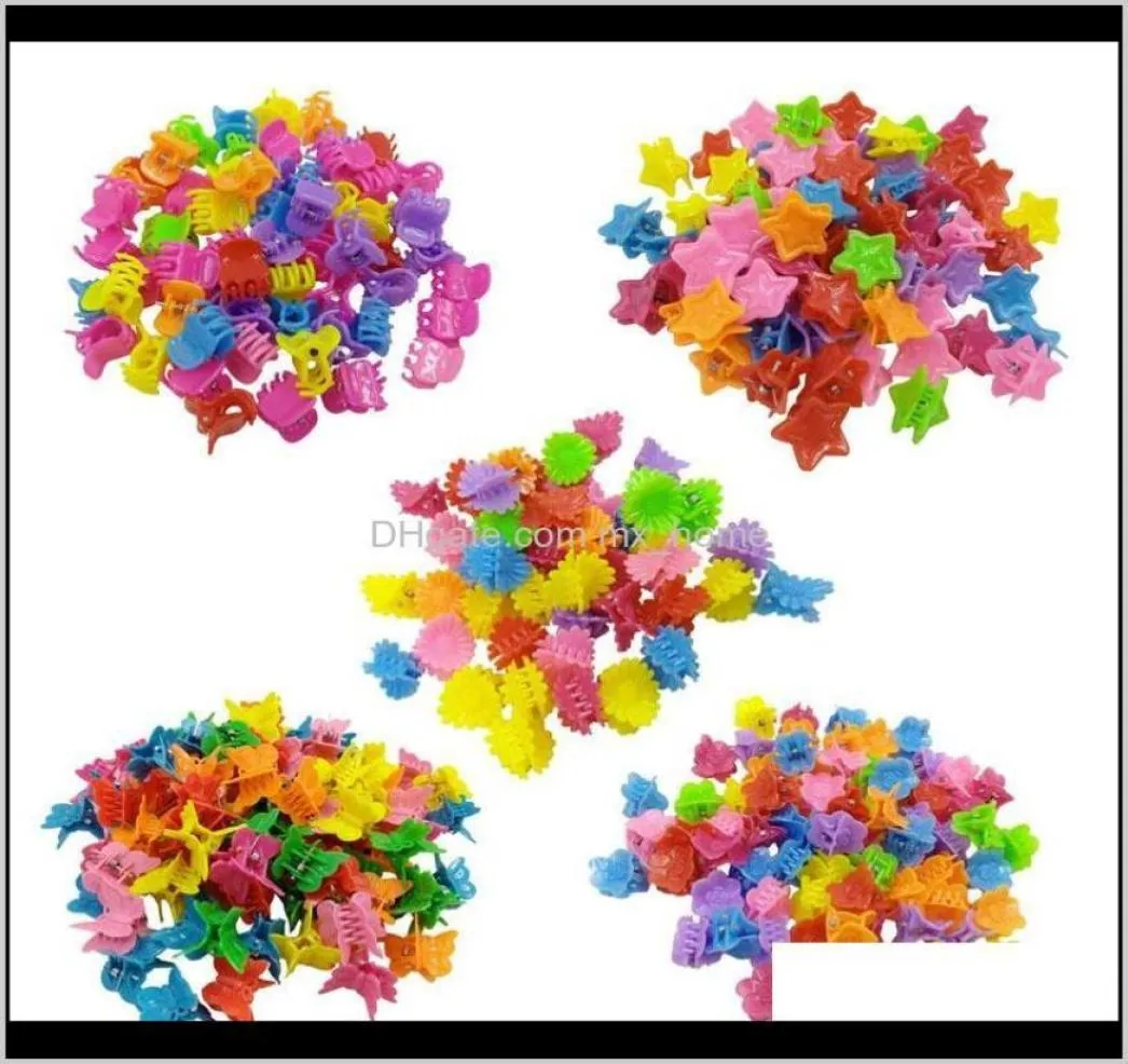 100pcllots Mixed Colours Dziecięcy butik mini serce łapy motyl klipsy śliczne barrettes2278583