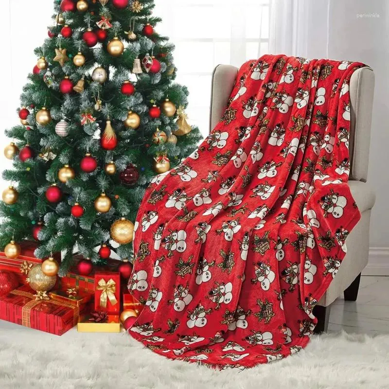 毛布雪だるまの赤い毛布ソフト豪華なぬいぐるみ暖かい冬のキャビンスロー休日の誕生日クリスマスプレゼント
