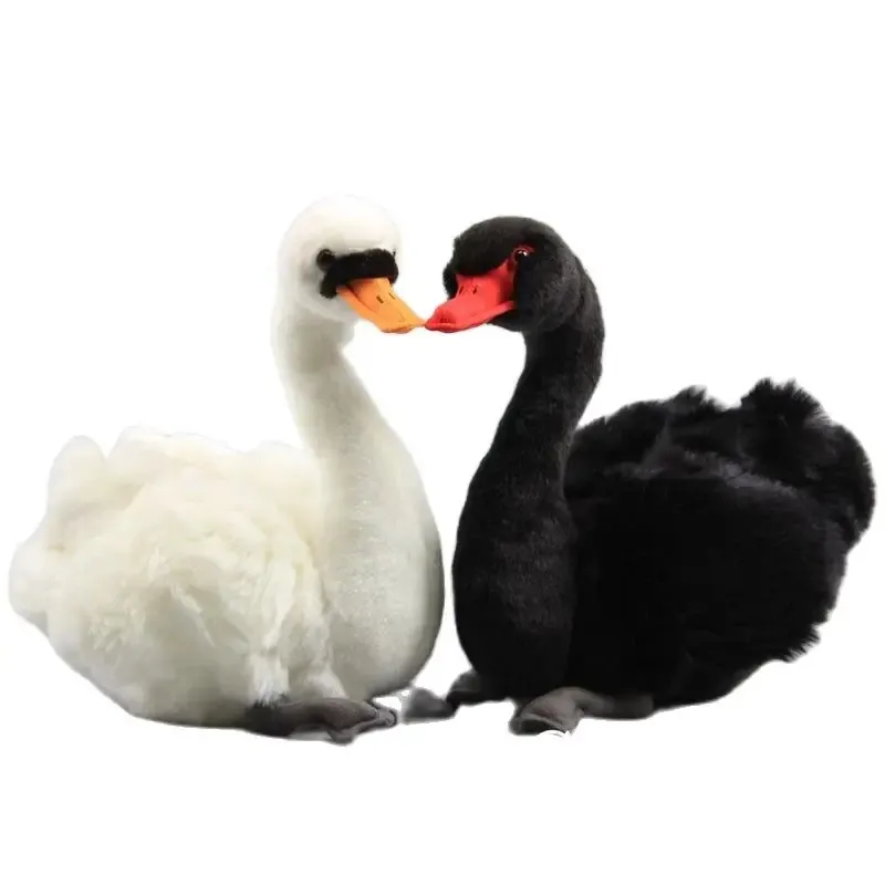 Simulering Animal Swan Plush Toy Lifelike 25 cm 10 22 cm Soft Dollsreallife Black White Peluche Dolls Kids 240325