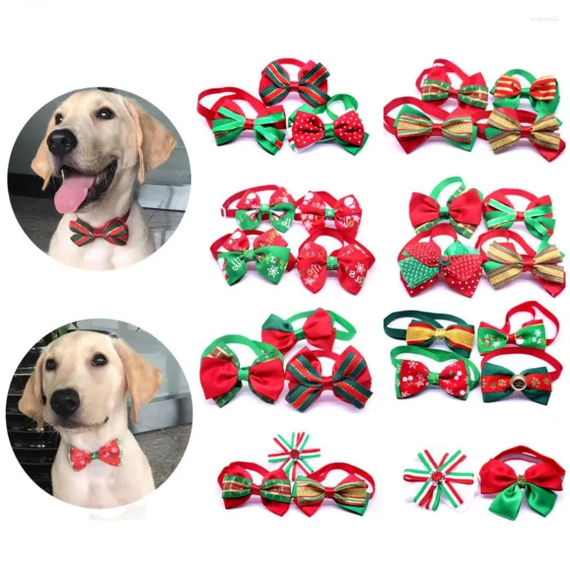 Hundebekleidung 80pcs Weihnachten Haustier Welpe Katze Bogen Verstellbare gemischte Stile Bowties Supplies Festival Kragen Accessoires