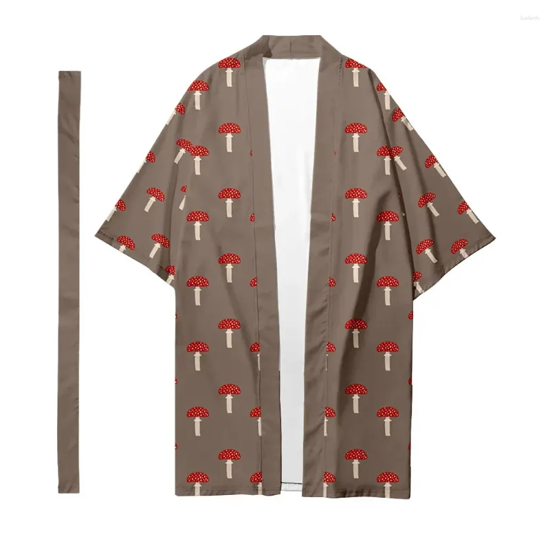 Etniska kläder Män japanska långa kimono cardigan kvinnors traditionella svampmönster skjorta yukata jacka