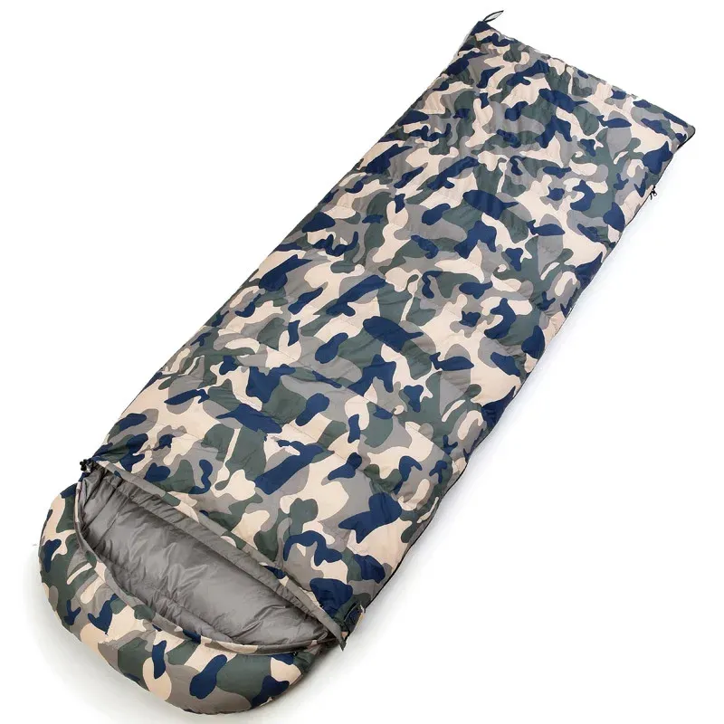 Équipement d'extérieur de camping en plein air sac de couchage blanc enveloppe enveloppe sac de couchage adulte camouflage vers le bas pour remplir les sacs de couchage de l'alpinisme