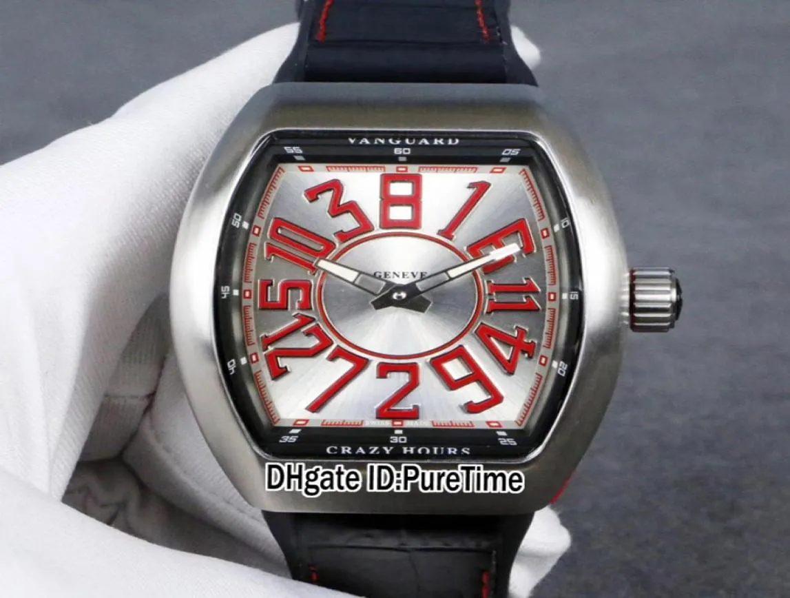 Новые сумасшедшие часы 8880 Автоматические мужские часы стальной корпус черный внутренний серебряный циферблат красный большой цвет.