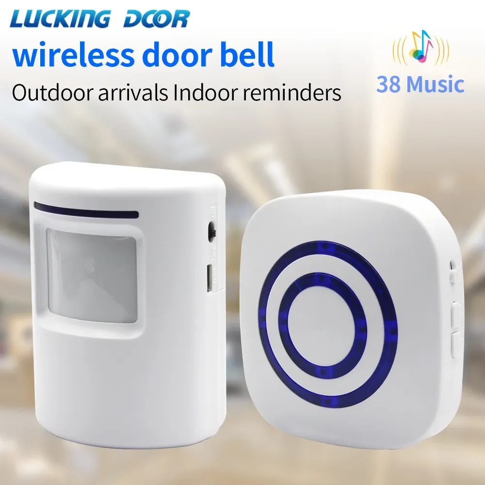 Doorbell SplitType Infraröd sensor Trådlös dörrklockningsdetektor Alarm System kommersiellt välkomnande Bell 110240v 38 tonmottagare Ny