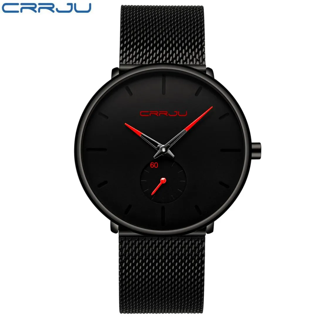 Crrju Watch Men Top Brand Luxury Quartz WatchカジュアルクォーツウォッチステンレススチールメッシュストラップUltra Thin Clock男性Relog6522590