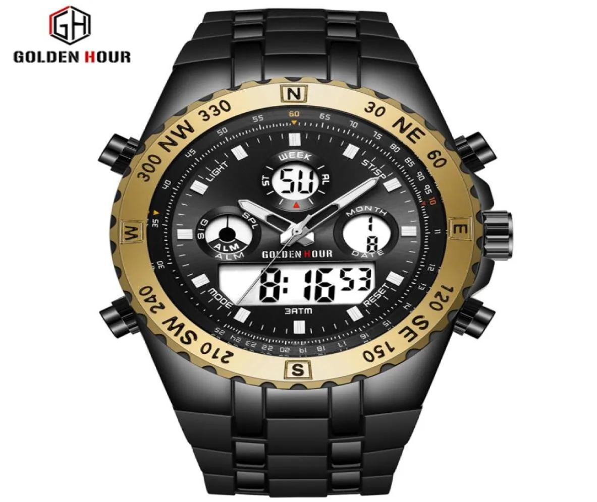 Reloj hombre goldenhour mężczyźni zegarek sport zegarek mężczyzn Erkek Kol Saati cyfrowy armia wojskowa silikonowa kwarcowa zegarek Relogio Masculino2754248
