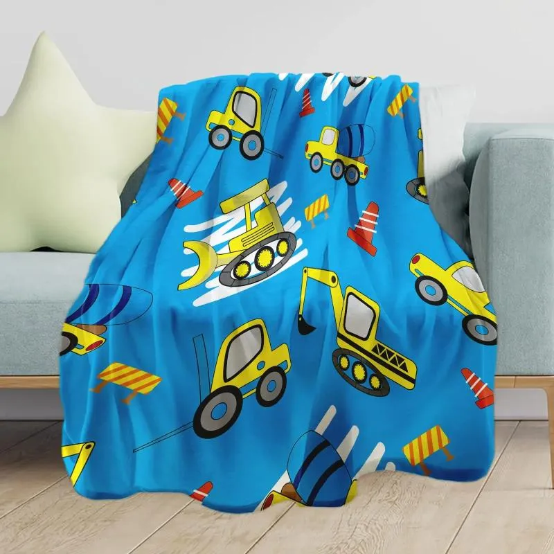 Blankets Excavator Flannel Throw Blanket For Boys Tractor Toy Gift Kid Car Lover Super Soft Lightweight Teen Bedding Sofa Decor Chair