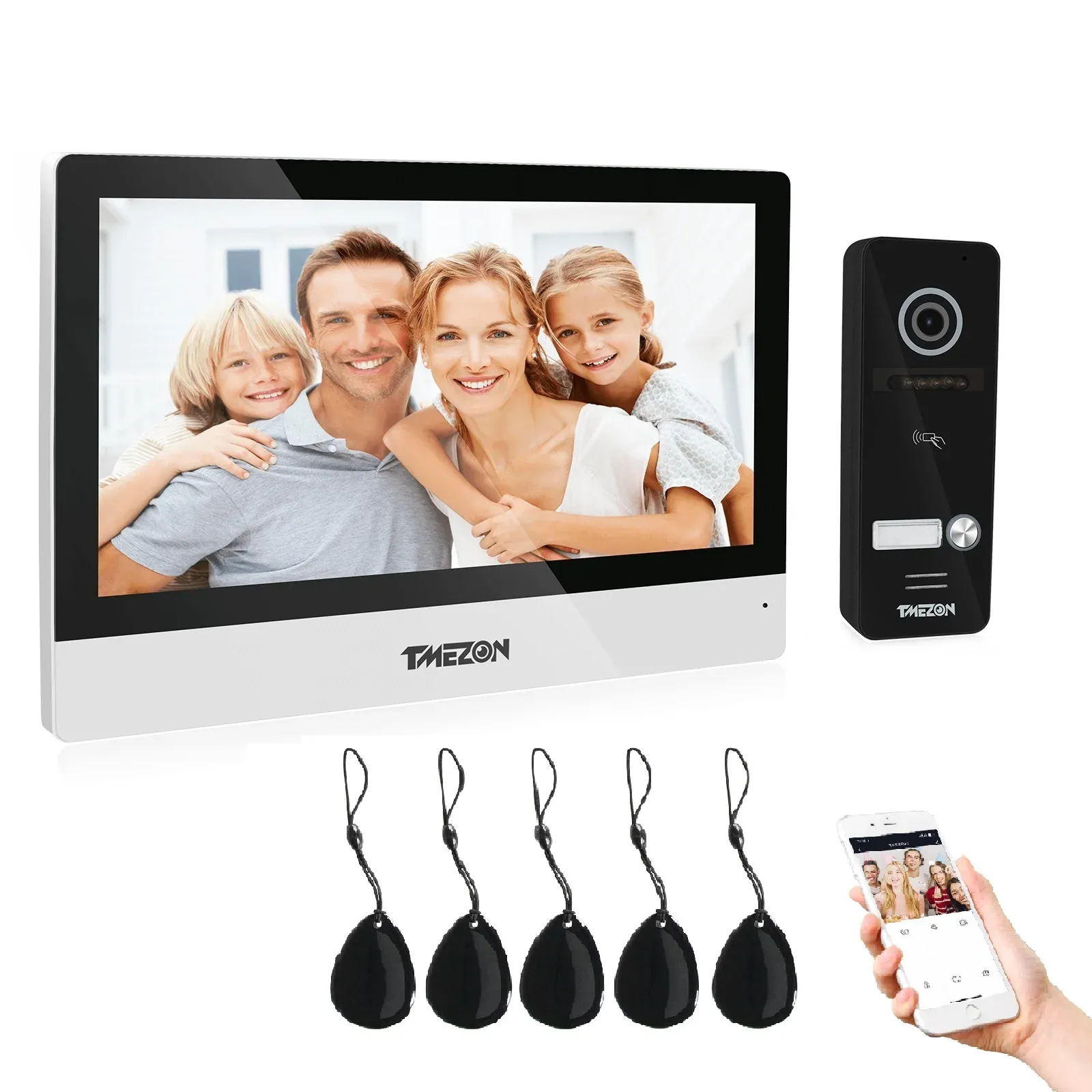 Intercom Tmezon WiFi Video Türphone 10 -Zoll -Touchscreen -Monitor mit 1080p -Kabel -Türklingel -Tuya -App/Karte Swipe Unlock