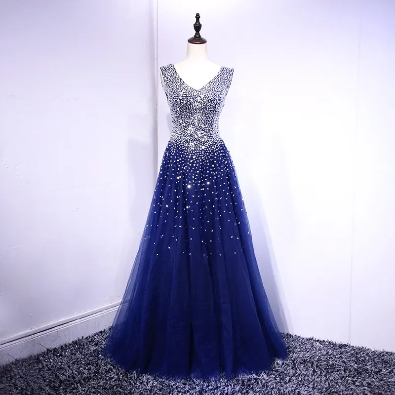 Платья причудливые королевские голубые платья для выпускного выпускного платья настоящие картинки сияющие блестки BeadSlaceUp Back Вечерние платья, замаивающие блестки
