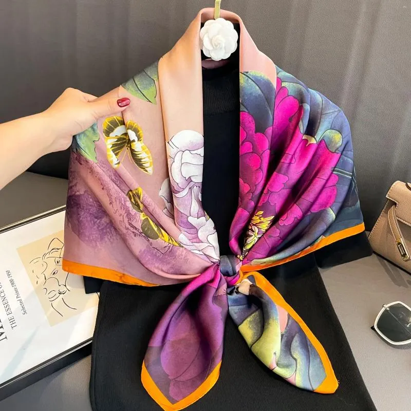 Lenços da versão coreana de lenço quadrado grande na moda da primavera e outono leve fino 110 seda imitação de temperamento versátil