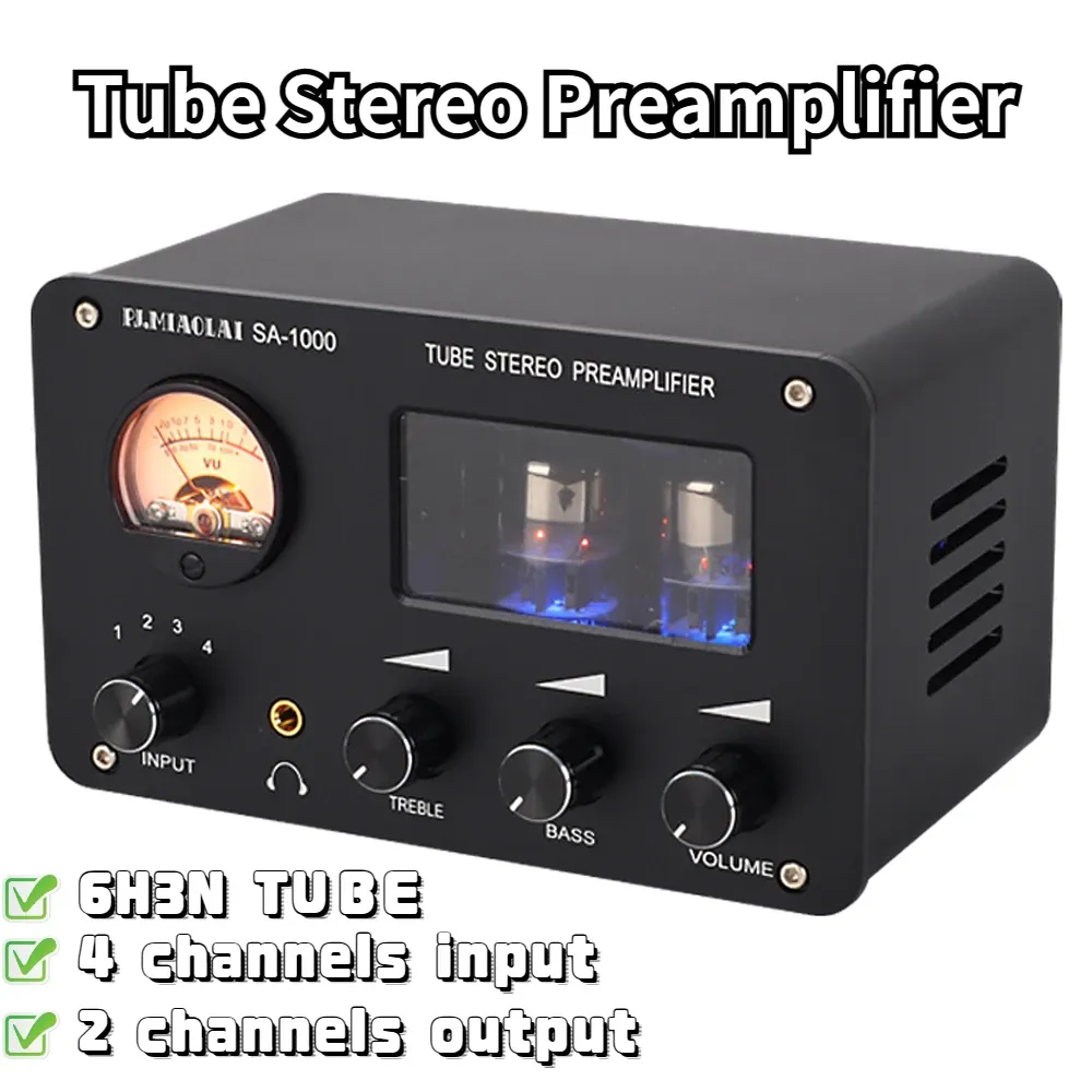 Amplifikatör 6H3N Tüp Preampifikatör Amplifikatörler HIFI Tüp Preamp Safra Tamponu Ses AMP Hoparlör Ses Amplifikatörü Ev Tiyatrosu Karaoke 2 Kanallar