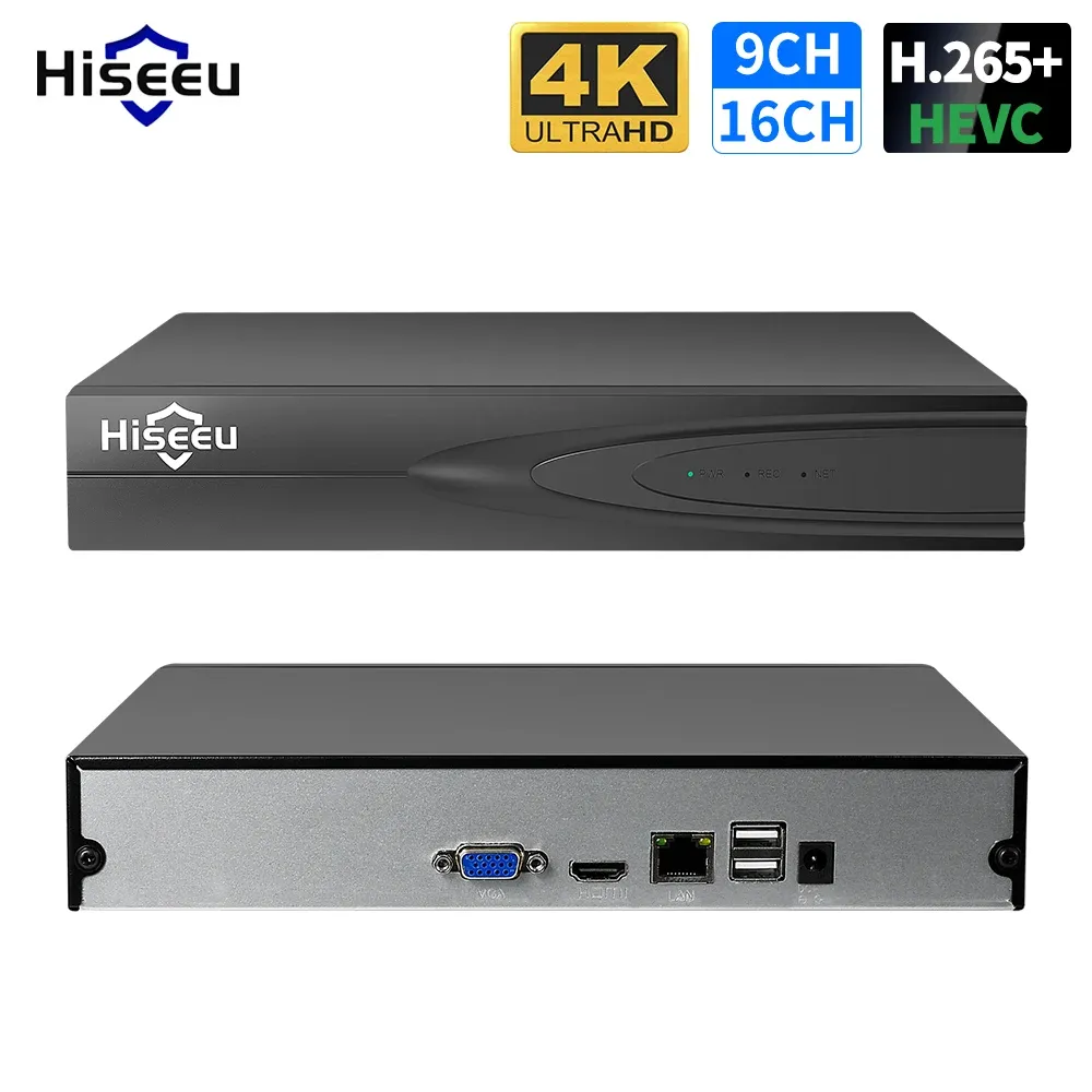 レンズhiseeu H.265+ HEVC 8CH 16CH 32CH CCTV NVR 4K 8MP 5MP 4MP 3MP 2MP IPネットワークビデオレコーダー監視カメラシステムキット