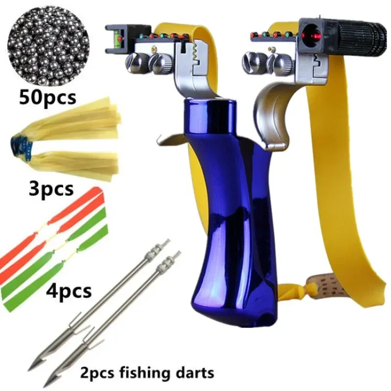 Packs Double Spiral Four Color Fast Compression Slingshot Outdoor Hunting Shooting Bands With Fishing Darts Fishing Package