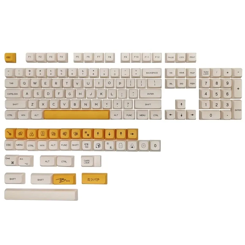 COMBOS Honungsmjölk tema 140 nycklar mekaniskt tangentbord xda profil färgämne pbt keycap