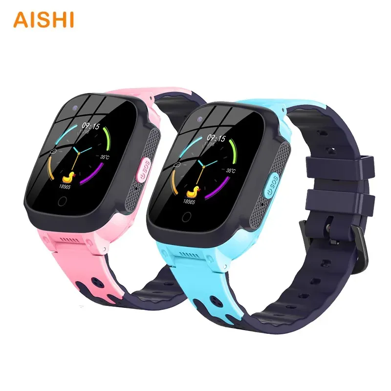 Montres Aishi Y95 4G GPS WiFi Video Call Kids Smart Watch Phone Imperproof Sim Location Tracker Tracker Children Smartwatch Voice Chat VS A36E