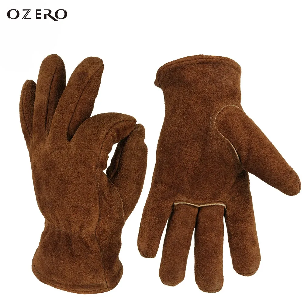 Intercom Ozero Men's Work Driver Gloves Cowhide Winter Warm Cashmere Windproof Security Protection Wear Safety Working Woman Handskar 2008