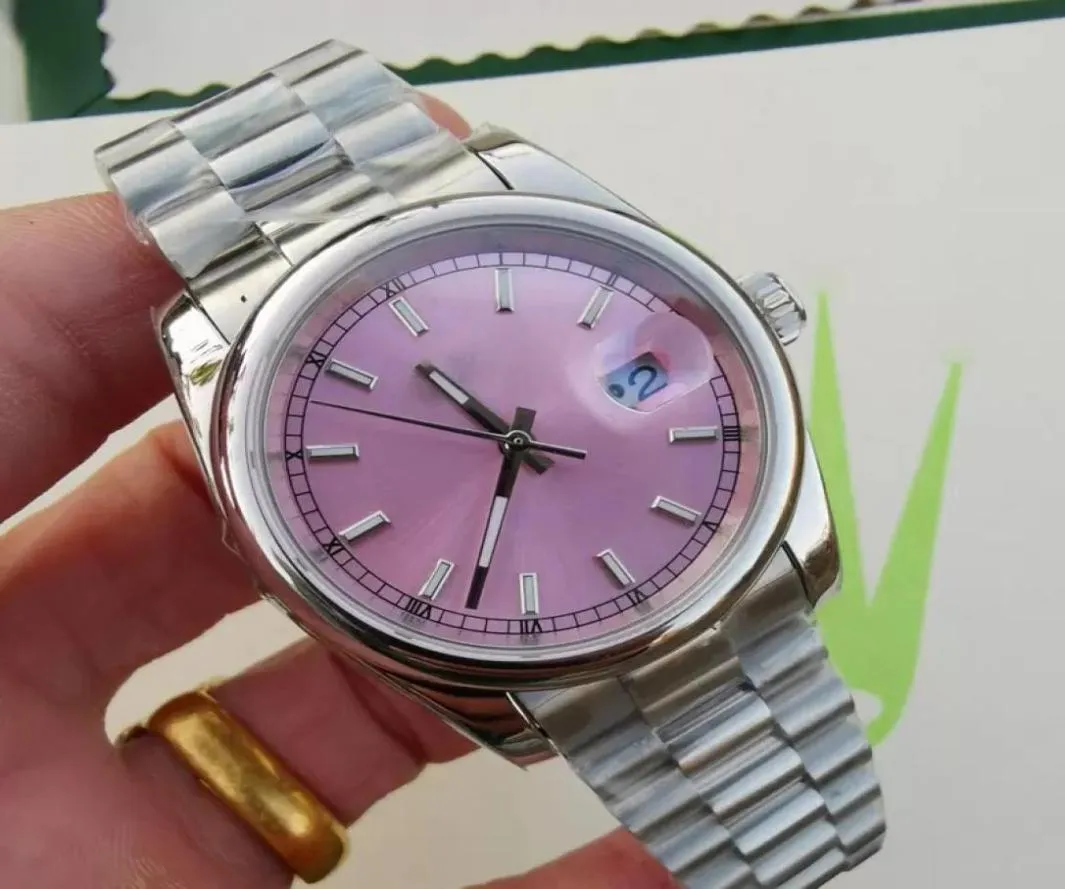 Automatische mechanische Frauen039s Armbandwatch Mode hochwertige Damen 36mm Single Calender Watch Edelstahl Watchband3048385