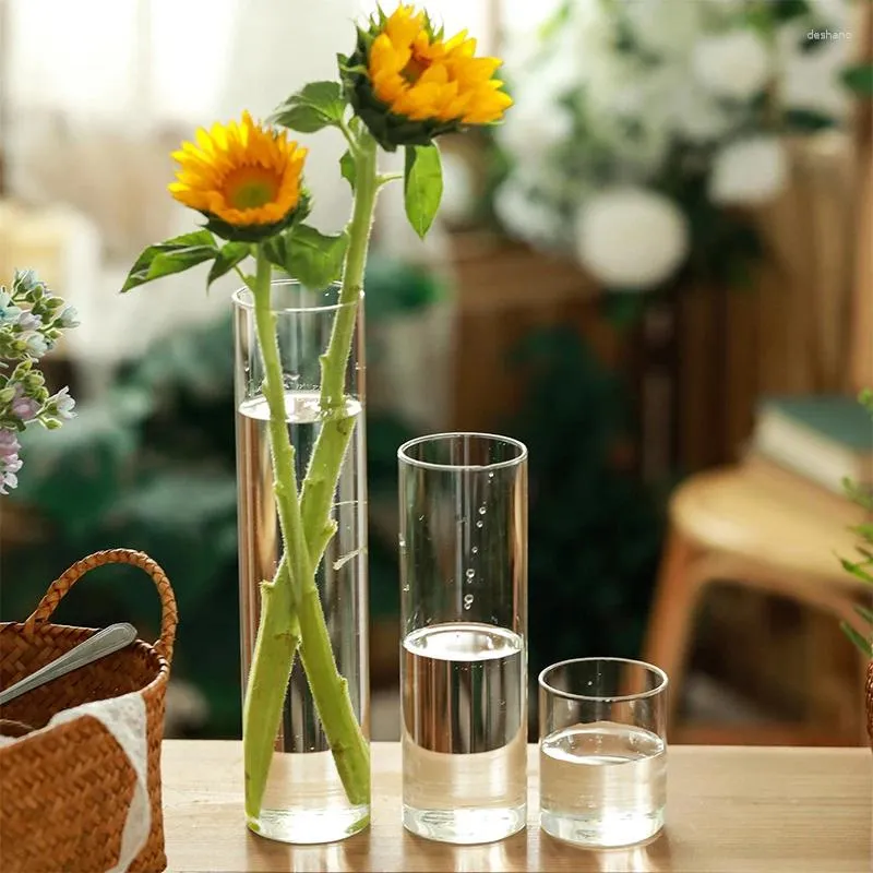 Vases 6.5x6/8/10/15/18cm Glass Flower Vase For Centerpieces Cylinder Candle Holder Small Tealight Table Decoration