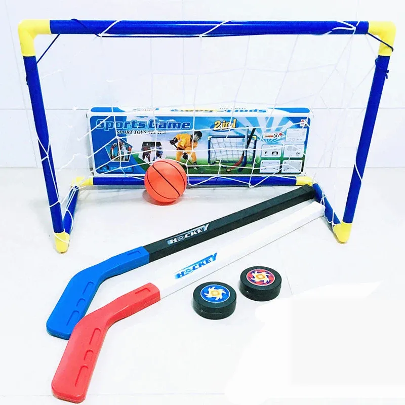 Hockey Kids Children Winter Ice Hockey Stick Training Tools Plastic Golf Football Soccer Goal Removable Mini Football Set