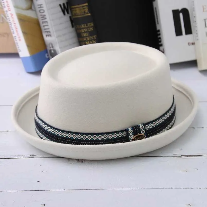 Wool Felt Wide Brim Fedora Hat Foldable Unisex Pigskin Cap Wool Felt Wide Brim Fedora Hat Foldable Unisex Pigskin Cap