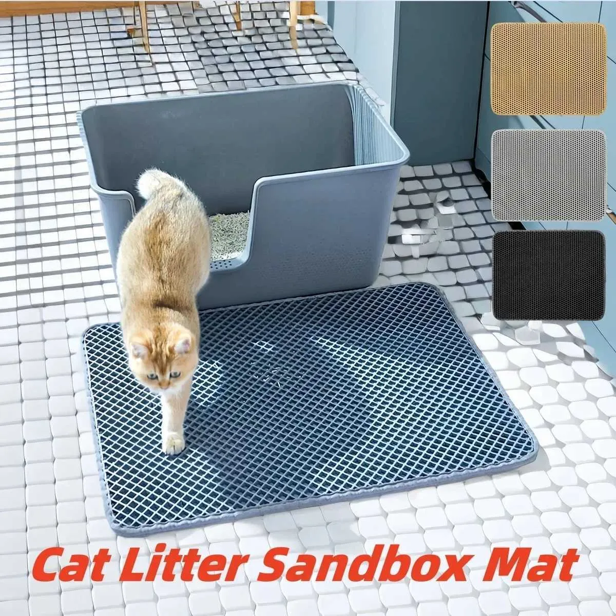 Large Waterproof Cat Litter Mat Double Layer, Non-Slip Pet Litter Trapper  Mat (70x120cm) Easy Clean Cat Toilet Mat for Mess Control