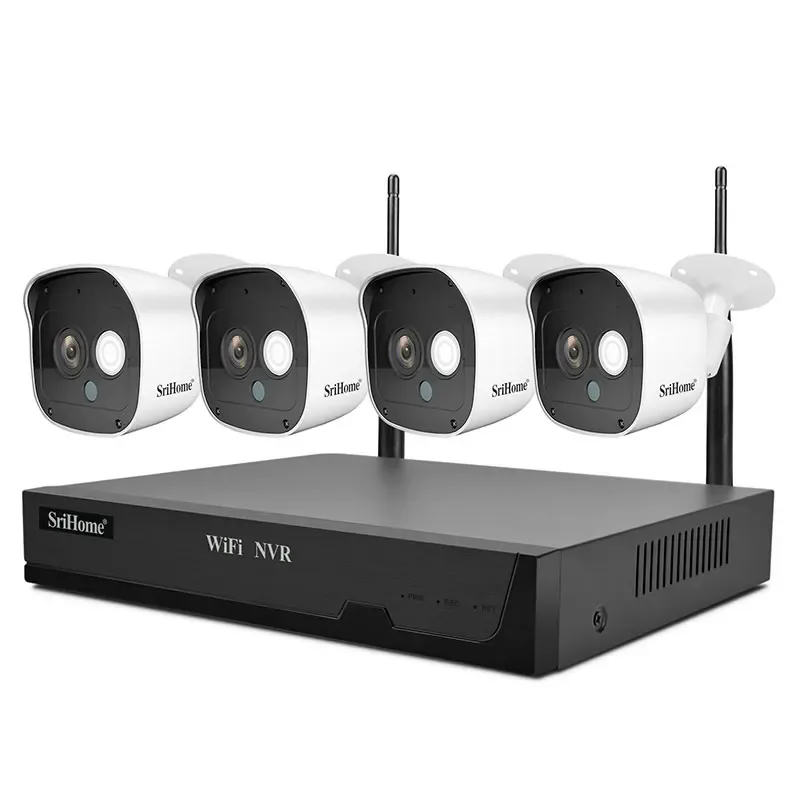 SISTEMA SICAM NVS002 Videocatore di rete Kits NVR 4CH con videocamere IP per videosorvenizione 1080p KIT SISTEMA CCTV WiFi KIT SETORIC